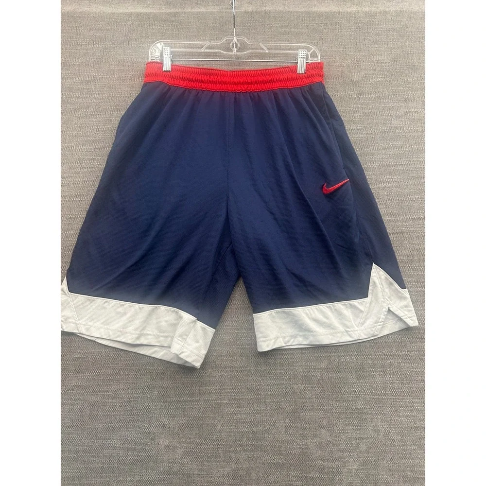 Nike Dri Fit Shorts Mens Large Blue Training Activewear Ankle Slit Swoosh Logo